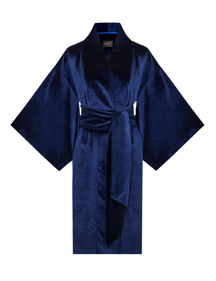 Velvet kimono dark blue – Hawrot